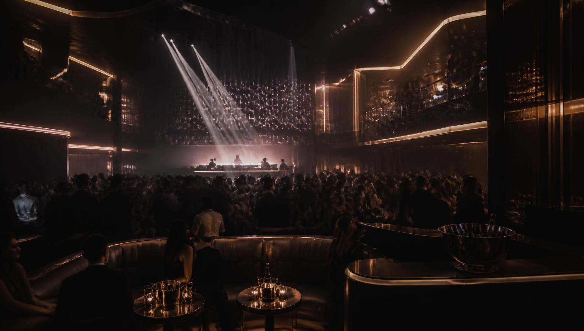 Premium nightclub interior with DJ booth and VIP lounge